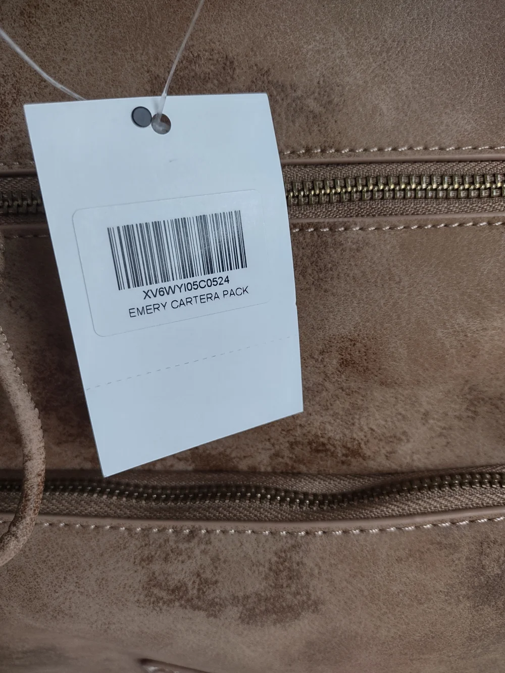 Suede-Effect Tan Men's Backpack